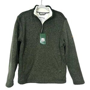 NWT Orvis Fleece Jacket Mens Size Medium Green 1/4 Zip Sherpa Lined Pockets